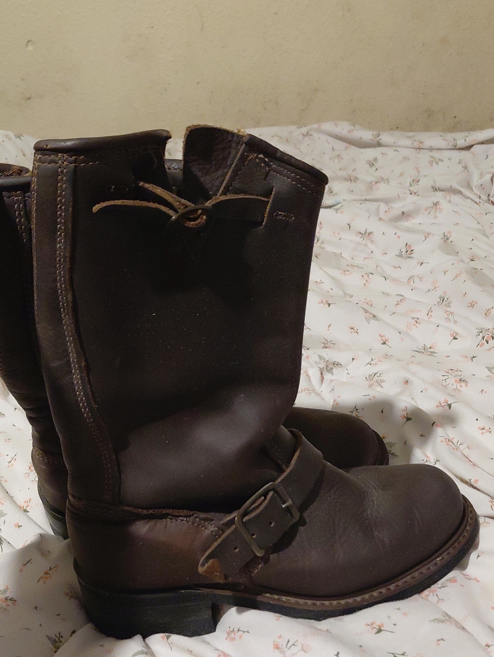 Women's Brown Leather Combat Moto Boots